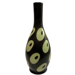 Peruvian Modernist Chulucanas Vase by Marcelo Prado 14"H Brown Green Circles